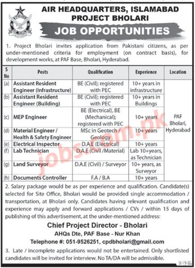 Pakistan Air Headquarters Islamabad All Paper Jobs 2022