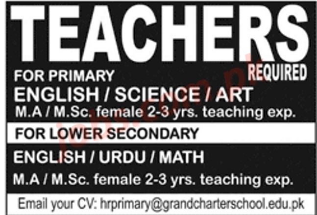 Grand Charter School Jobs 2022 For Teachers On 24 July 2022 Paperpk Jobs
