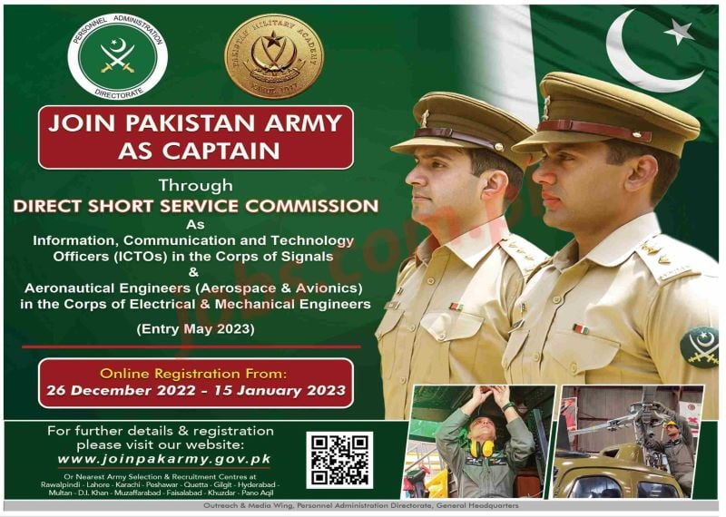 Join Pakistan Army As Captain And Officer 2023 Through Direct Ssc Commission Various Branches 